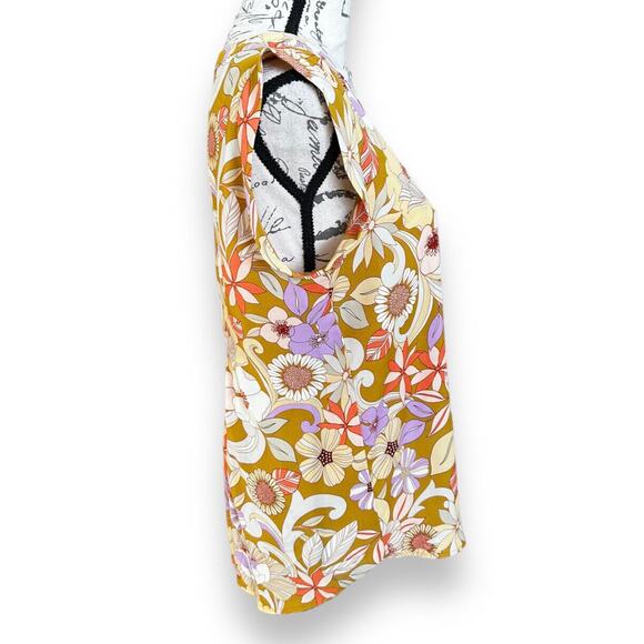 Pleione Floral Blouse Pleated Back 70s Vibe NWT Small - Picture 4 of 6